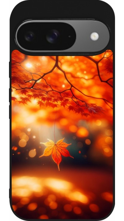 Google Pixel 9 / Pixel 9 Pro Case Hülle - Silikon schwarz Herbst Magisch Orange