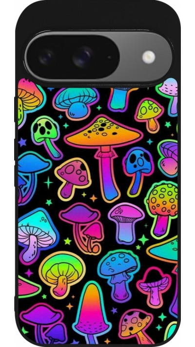 Google Pixel 9 / Pixel 9 Pro Case Hülle - Silikon schwarz Autumn 2024 magic mushrooms