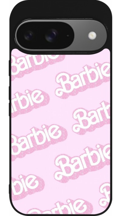 Google Pixel 9 / Pixel 9 Pro Case Hülle - Silikon schwarz Barbie light pink pattern