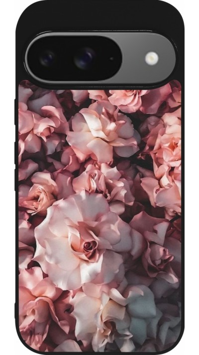 Google Pixel 9 / Pixel 9 Pro Case Hülle - Silikon schwarz Beautiful Roses