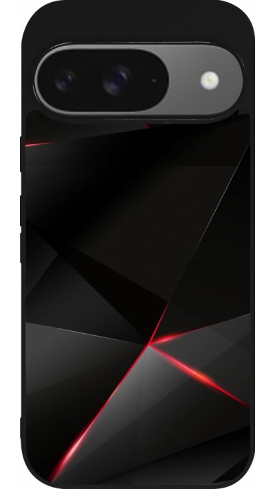 Google Pixel 9 / Pixel 9 Pro Case Hülle - Silikon schwarz Black Red Lines