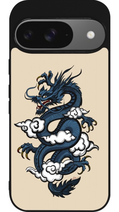 Google Pixel 9 / Pixel 9 Pro Case Hülle - Silikon schwarz Blue Dragon Tattoo