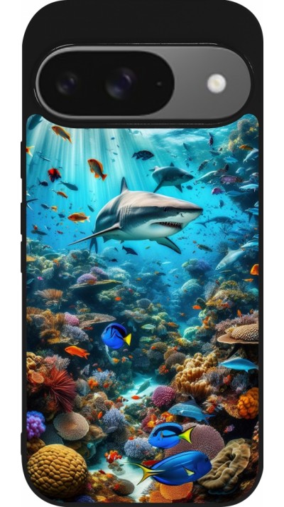 Google Pixel 9 / Pixel 9 Pro Case Hülle - Silikon schwarz Bora Bora Meer und Wunder