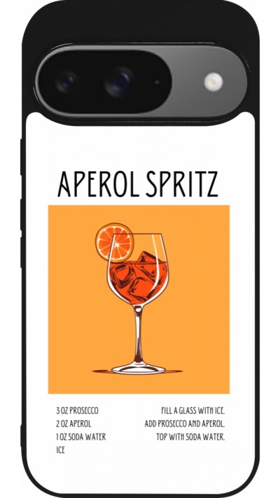 Google Pixel 9 / Pixel 9 Pro Case Hülle - Silikon schwarz Cocktail Rezept Aperol Spritz