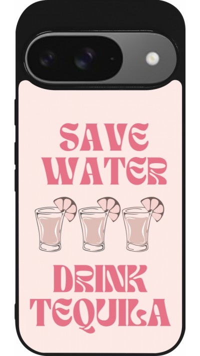 Google Pixel 9 / Pixel 9 Pro Case Hülle - Silikon schwarz Cocktail Save Water Drink Tequila