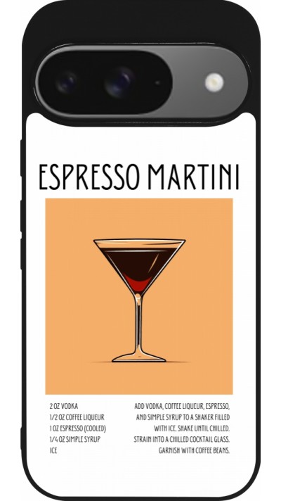 Google Pixel 9 / Pixel 9 Pro Case Hülle - Silikon schwarz Cocktail Rezept Espresso Martini