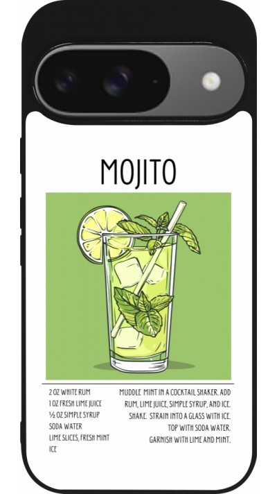 Google Pixel 9 / Pixel 9 Pro Case Hülle - Silikon schwarz Cocktail Rezept Mojito