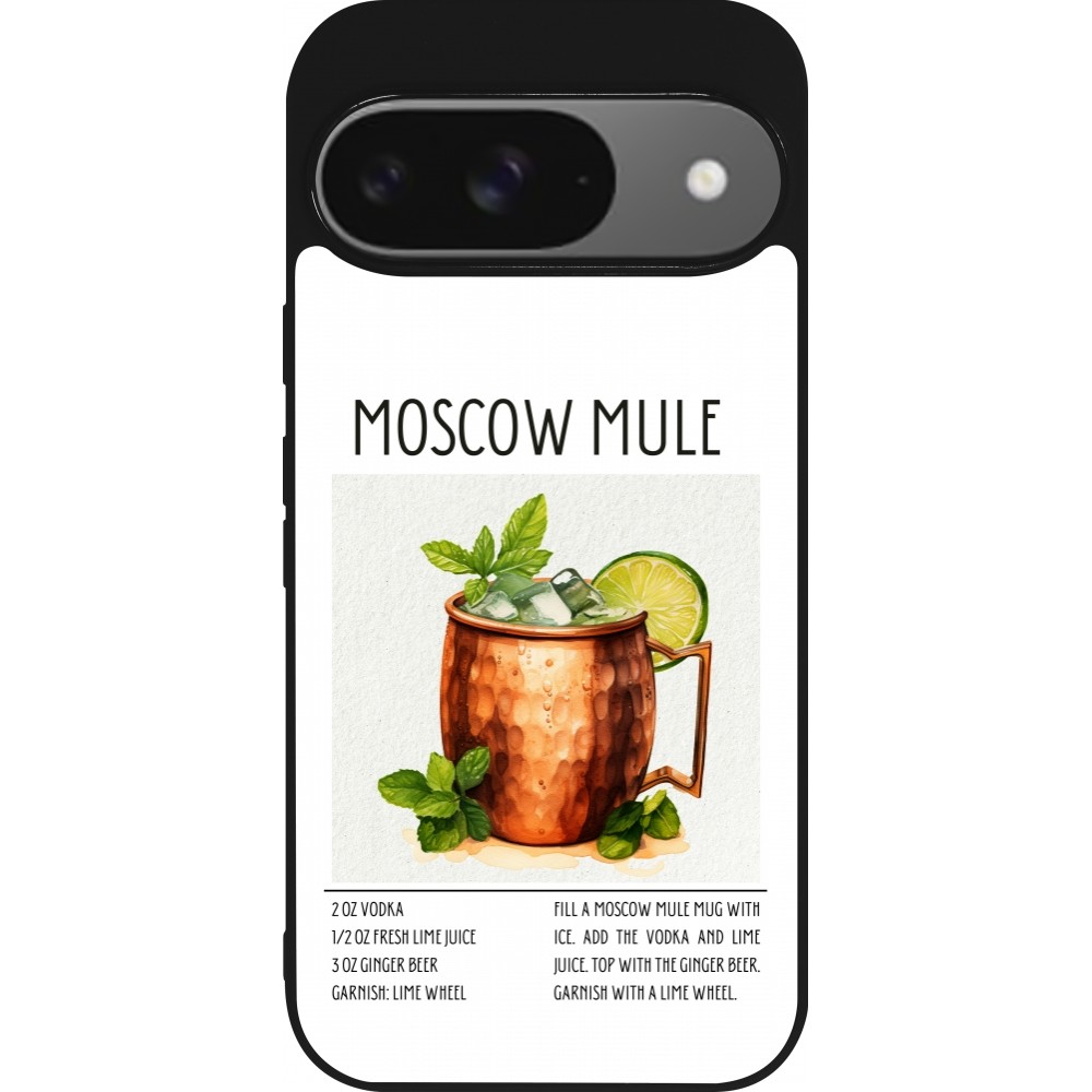 Google Pixel 9 / Pixel 9 Pro Case Hülle - Silikon schwarz Cocktail Rezept Moscow Mule