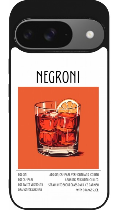 Google Pixel 9 / Pixel 9 Pro Case Hülle - Silikon schwarz Cocktail Rezept Negroni