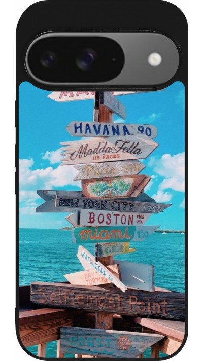 Google Pixel 9 / Pixel 9 Pro Case Hülle - Silikon schwarz Cool Cities Directions