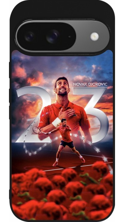 Google Pixel 9 / Pixel 9 Pro Case Hülle - Silikon schwarz Djokovic 23 Grand Slam