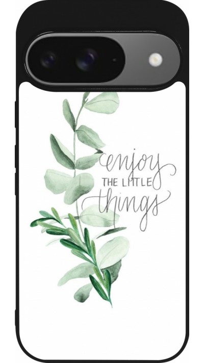 Google Pixel 9 / Pixel 9 Pro Case Hülle - Silikon schwarz Enjoy the little things