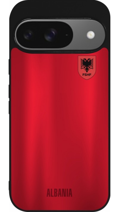 Google Pixel 9 / Pixel 9 Pro Case Hülle - Silikon schwarz Albanien personalisierbares Fussballtrikot