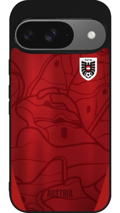 Google Pixel 9 / Pixel 9 Pro Case Hülle - Silikon schwarz Austria personalisierbares Fussballtrikot