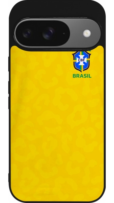 Google Pixel 9 / Pixel 9 Pro Case Hülle - Silikon schwarz Brasilien 2022 personalisierbares Fußballtrikot