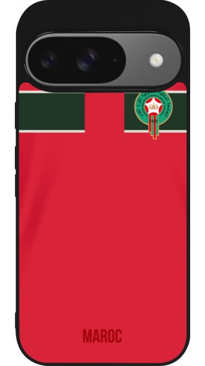 Google Pixel 9 / Pixel 9 Pro Case Hülle - Silikon schwarz Marokko 2022 personalisierbares Fussballtrikot