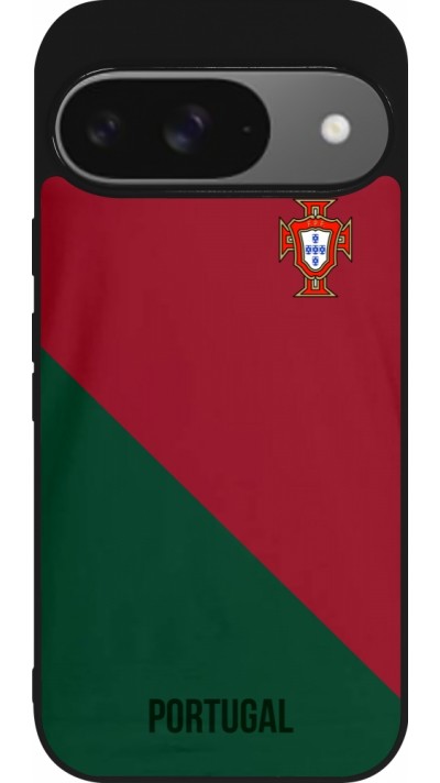 Google Pixel 9 / Pixel 9 Pro Case Hülle - Silikon schwarz Fussballtrikot Portugal2022