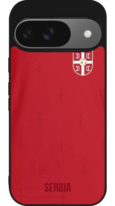 Google Pixel 9 / Pixel 9 Pro Case Hülle - Silikon schwarz Serbien 2022 personalisierbares Fussballtrikot