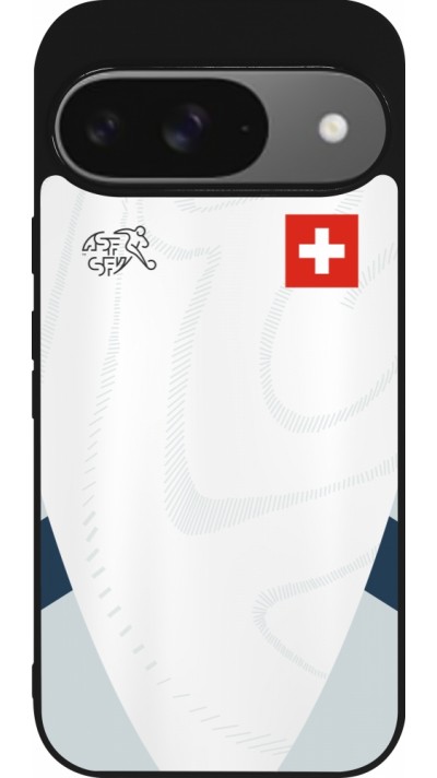 Google Pixel 9 / Pixel 9 Pro Case Hülle - Silikon schwarz Schweiz Away personalisierbares Fussballtrikot