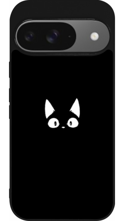 Google Pixel 9 / Pixel 9 Pro Case Hülle - Silikon schwarz Funny cat on black