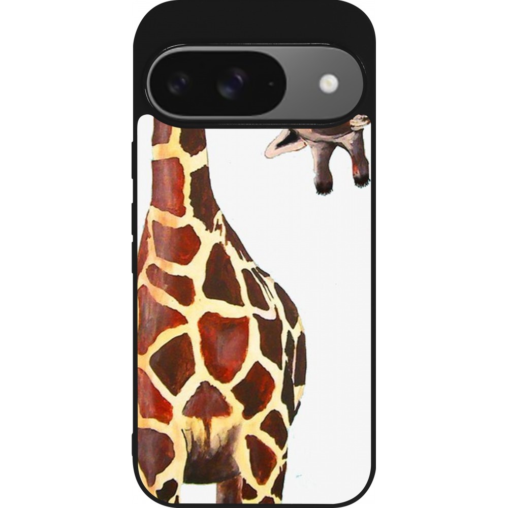 Google Pixel 9 / Pixel 9 Pro Case Hülle - Silikon schwarz Giraffe Fit