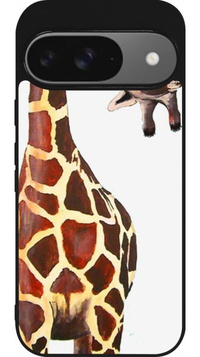 Google Pixel 9 / Pixel 9 Pro Case Hülle - Silikon schwarz Giraffe Fit