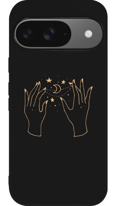 Google Pixel 9 / Pixel 9 Pro Case Hülle - Silikon schwarz Grey magic hands