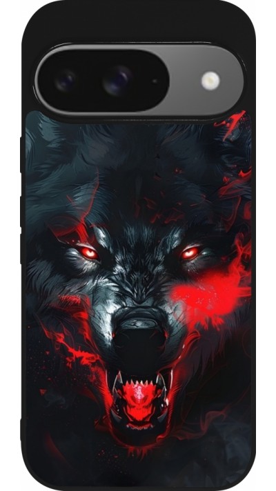 Google Pixel 9 / Pixel 9 Pro Case Hülle - Silikon schwarz Halloween 2024 mad werewolf