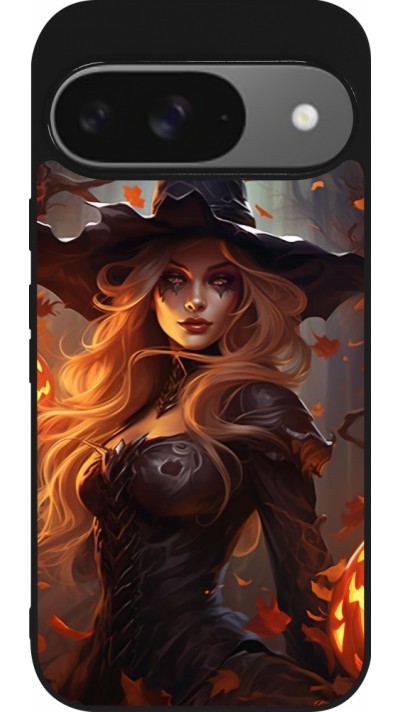 Google Pixel 9 / Pixel 9 Pro Case Hülle - Silikon schwarz Halloween 2024 sexy witch