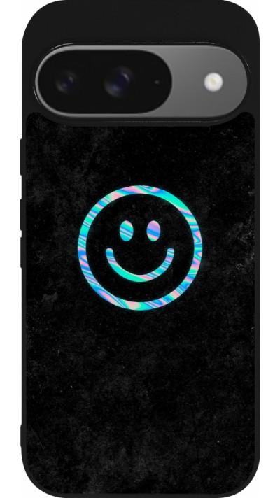 Google Pixel 9 / Pixel 9 Pro Case Hülle - Silikon schwarz Happy smiley irisirt