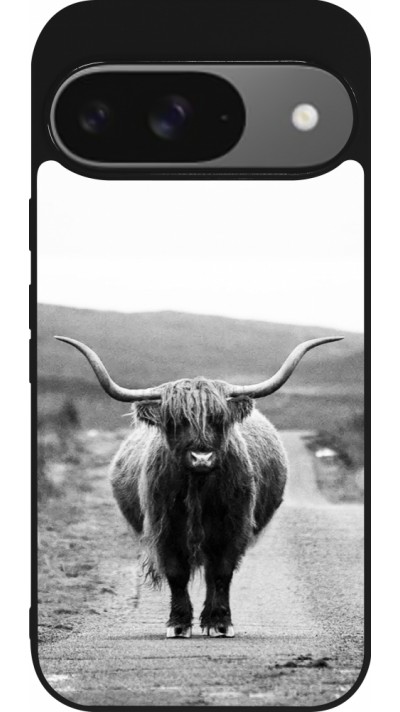 Google Pixel 9 / Pixel 9 Pro Case Hülle - Silikon schwarz Highland cattle