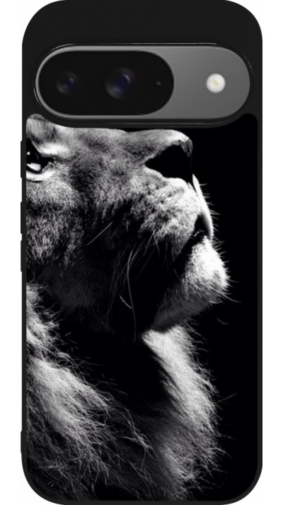 Google Pixel 9 / Pixel 9 Pro Case Hülle - Silikon schwarz Lion looking up