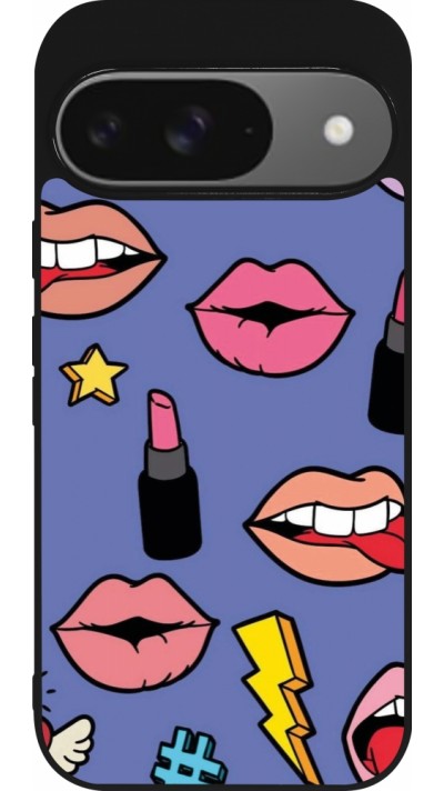 Google Pixel 9 / Pixel 9 Pro Case Hülle - Silikon schwarz Lips and lipgloss