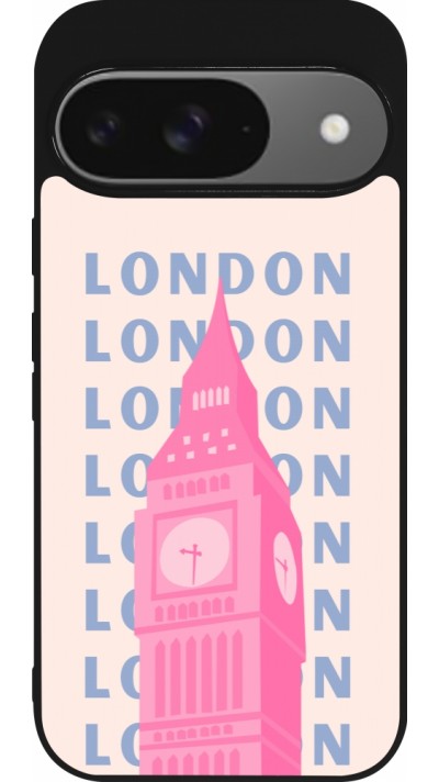 Google Pixel 9 / Pixel 9 Pro Case Hülle - Silikon schwarz London Pink Print