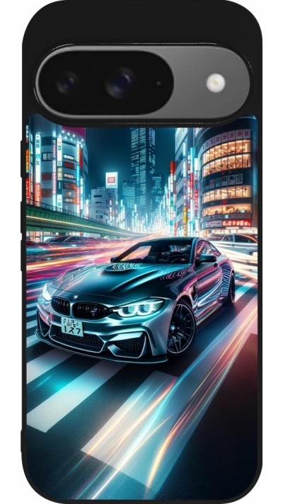 Google Pixel 9 / Pixel 9 Pro Case Hülle - Silikon schwarz BMW M4 Tokio Nacht