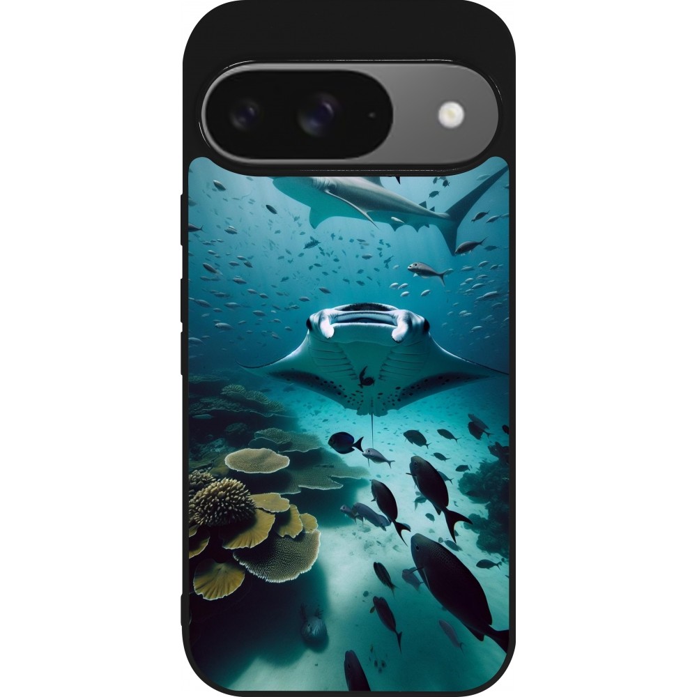 Google Pixel 9 / Pixel 9 Pro Case Hülle - Silikon schwarz Manta Lagune Reinigung