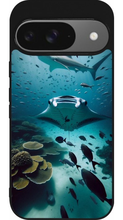 Google Pixel 9 / Pixel 9 Pro Case Hülle - Silikon schwarz Manta Lagune Reinigung