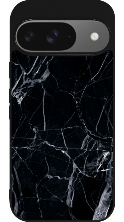 Google Pixel 9 / Pixel 9 Pro Case Hülle - Silikon schwarz Marble Black 01