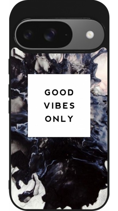 Google Pixel 9 / Pixel 9 Pro Case Hülle - Silikon schwarz Marble Good Vibes Only