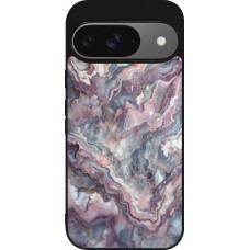 Google Pixel 9 / Pixel 9 Pro Case Hülle - Silikon schwarz Violetter silberner Marmor