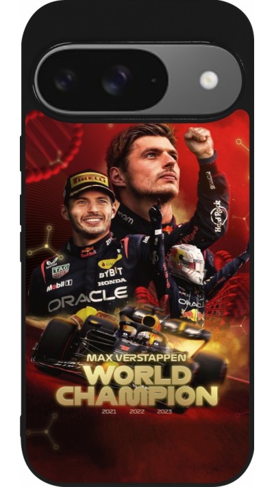 Google Pixel 9 / Pixel 9 Pro Case Hülle - Silikon schwarz Max Verstappen Champion 2023