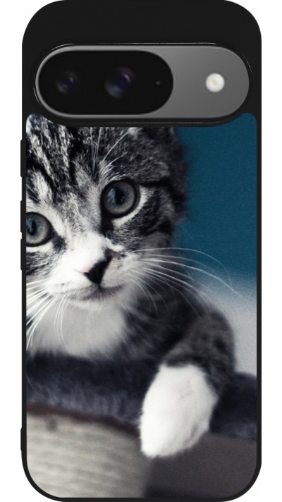 Google Pixel 9 / Pixel 9 Pro Case Hülle - Silikon schwarz Meow 23