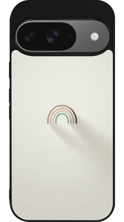 Google Pixel 9 / Pixel 9 Pro Case Hülle - Silikon schwarz Mini Regenbogen Minimal