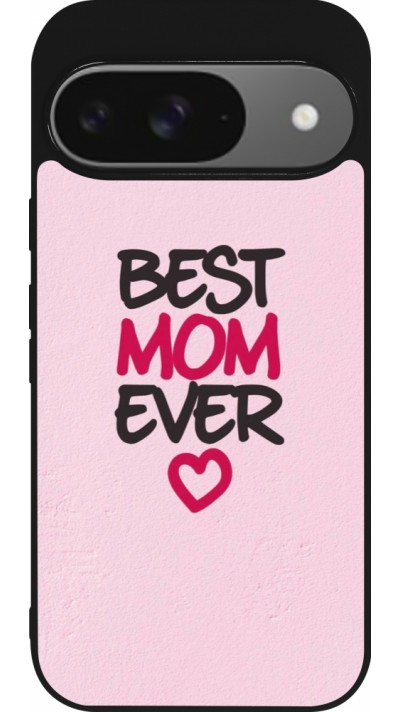 Google Pixel 9 / Pixel 9 Pro Case Hülle - Silikon schwarz Mom 2023 best Mom ever pink