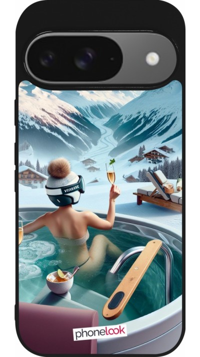 Google Pixel 9 / Pixel 9 Pro Case Hülle - Silikon schwarz Berg Glamour Whirlpool