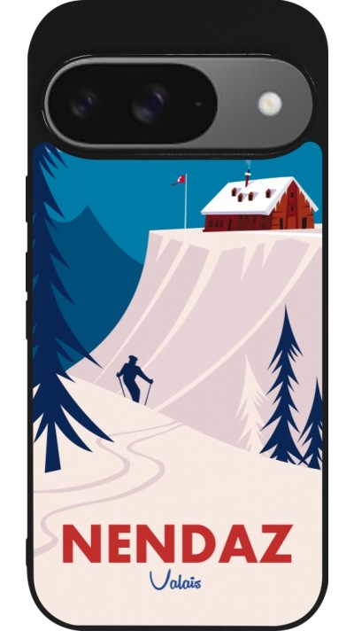 Google Pixel 9 / Pixel 9 Pro Case Hülle - Silikon schwarz Nendaz Cabane Ski