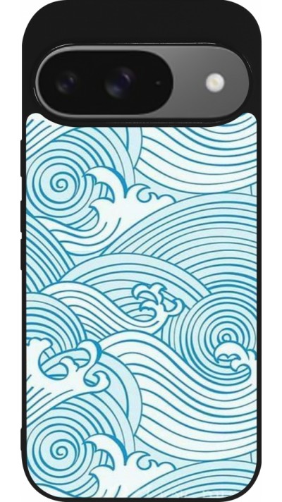 Google Pixel 9 / Pixel 9 Pro Case Hülle - Silikon schwarz Ocean Waves