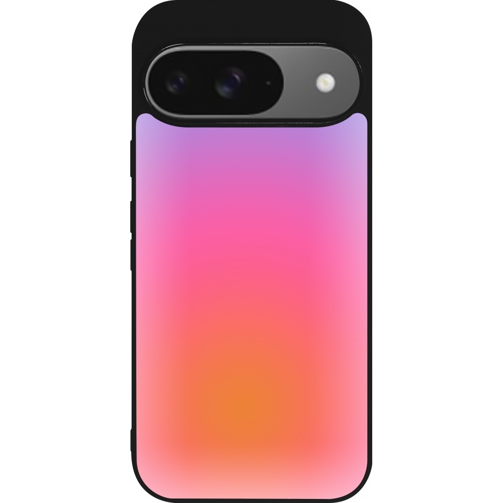 Google Pixel 9 / Pixel 9 Pro Case Hülle - Silikon schwarz Orange Pink Blue Gradient