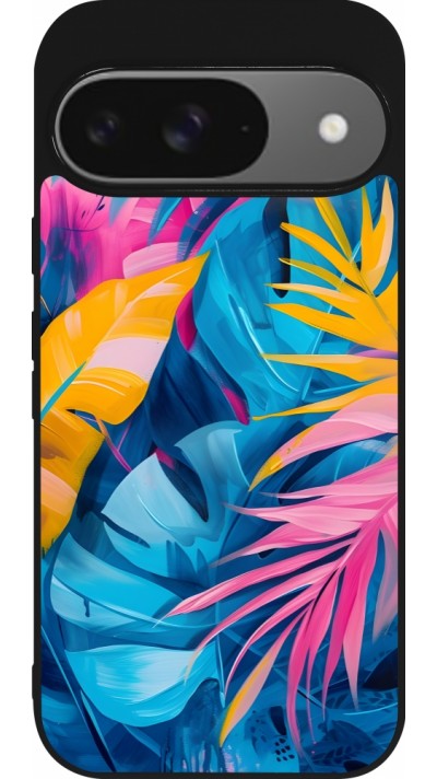 Google Pixel 9 / Pixel 9 Pro Case Hülle - Silikon schwarz Palms Blue