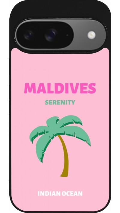 Google Pixel 9 / Pixel 9 Pro Case Hülle - Silikon schwarz Pop Summer Destination Maldives